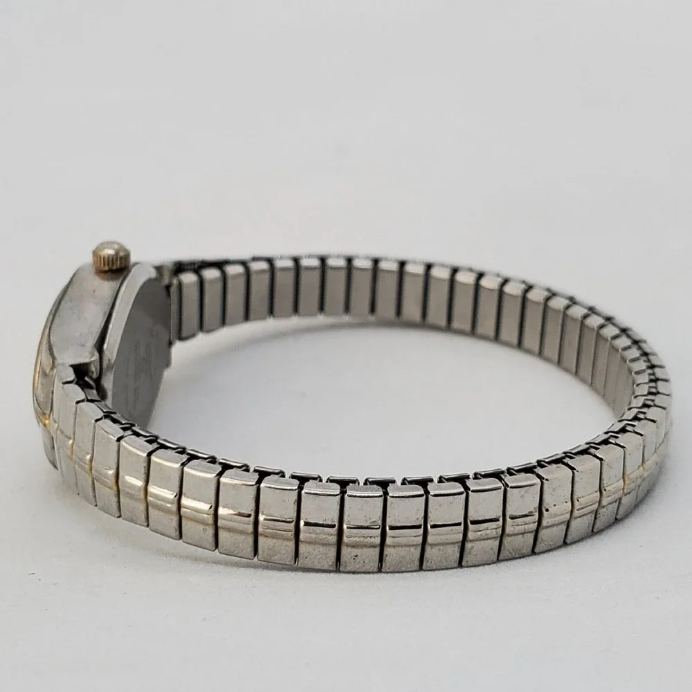 Precision Gruen Women's Watch Silver Gold Dual Tone Stretch‎ Band 6
